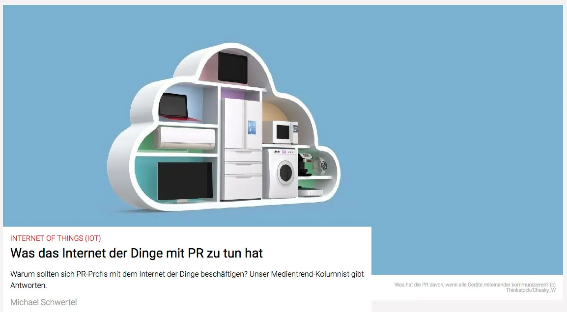 Darstellung des Zusammenhangs zwischen Internet der Dinge und Public Relations