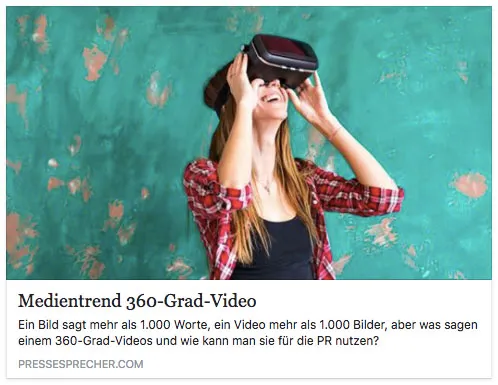 Post-Bild: Virtuelle Realität und 360‑Grad‑Video als Medientrend