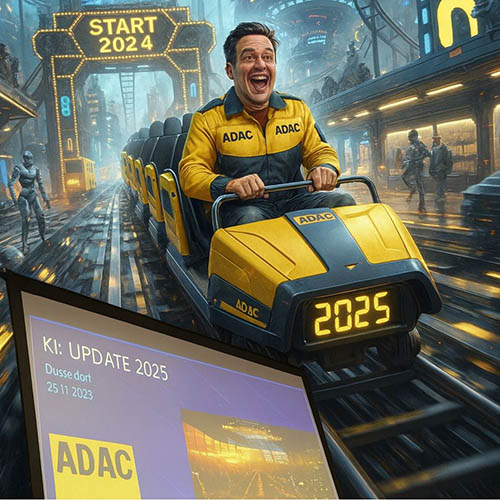 Teilnehmer eines KI-Workshops beim ADAC mit Visualisierung zu Marketing und künstlicher Intelligenz