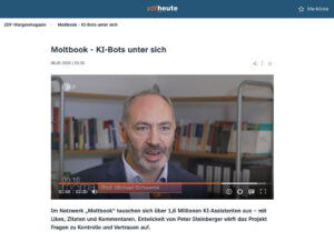 Prof. Michael Schwertel im ZDF Morgenmagazin zum Thema Moltbook und autonome KI-Agenten
