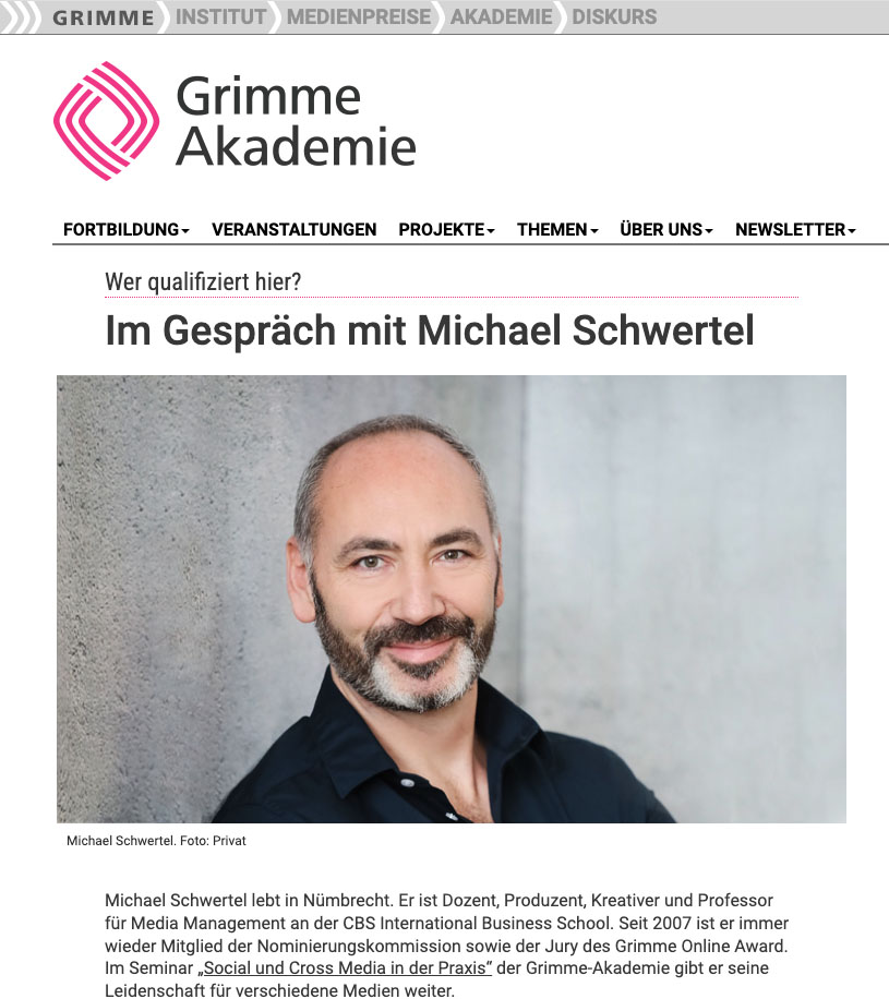 Prof. Michael Schwertel, Dozent und KI-Experte, im Gespräch mit der Grimme Akademie