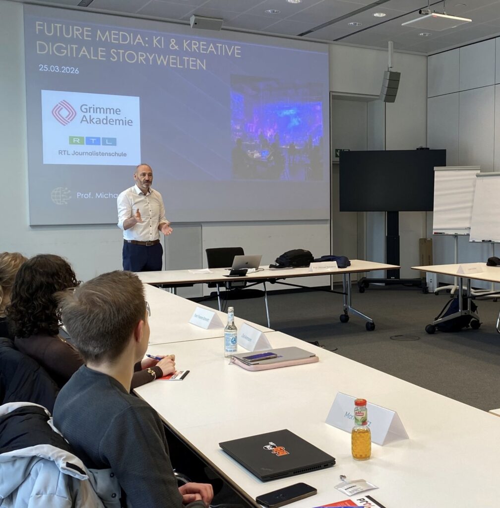 Prof. Michael Schwertel beim KI-Workshop Future Media in der RTL-Journalistenschule, Grimme Akademie