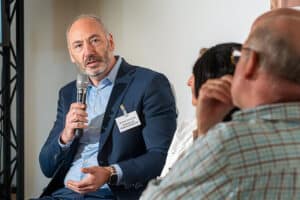 Michael Schwertel beim Panel "Medienpreise unter Druck?" auf dem Grimme-Diskursraum im NRW-Forum Düsseldorf